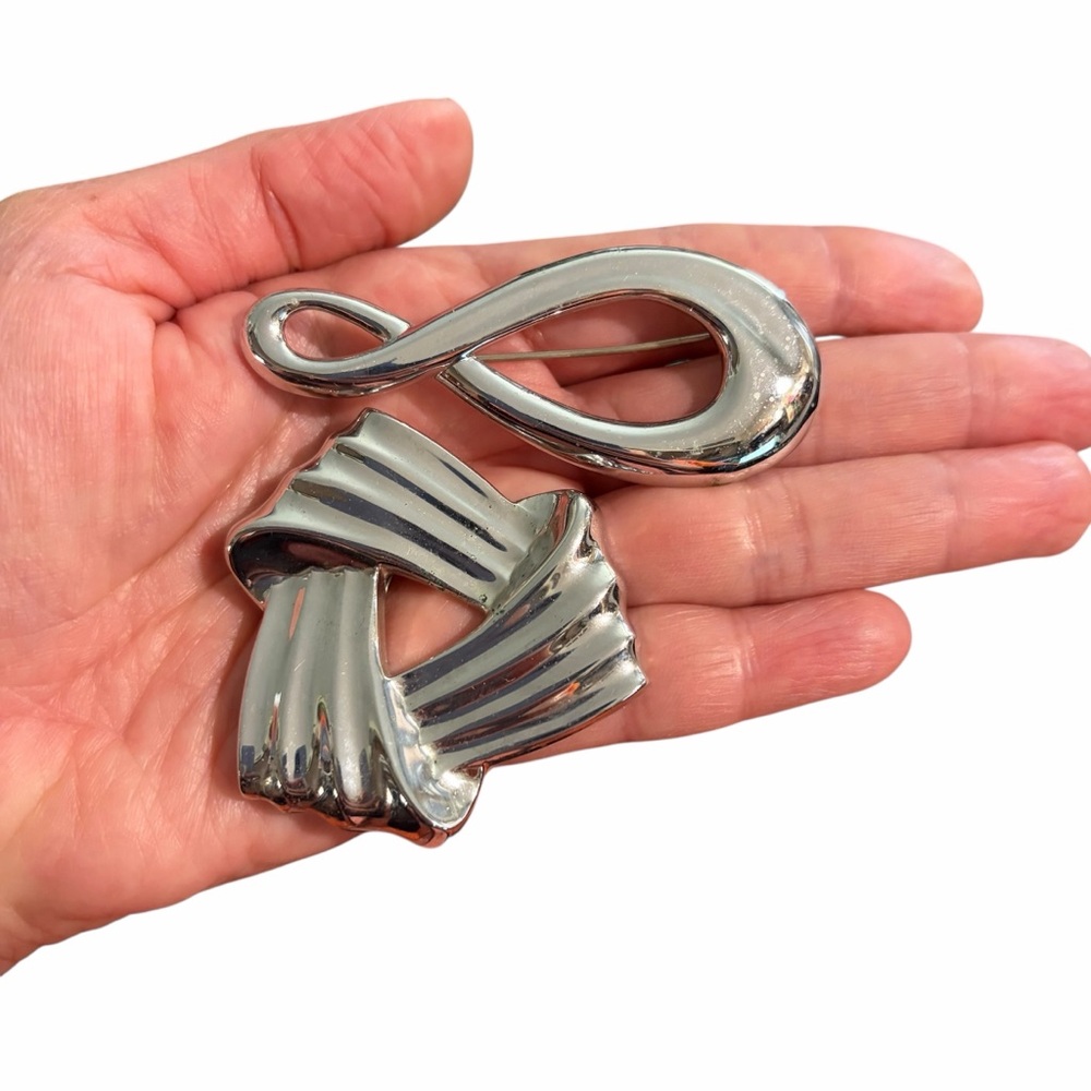 Monet Vintage Silver Brooch 2 pieces